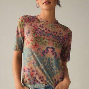 Porridge Floral Mesh Top Anthropologie Romantic Edgy Bohemian Peasant Size Small